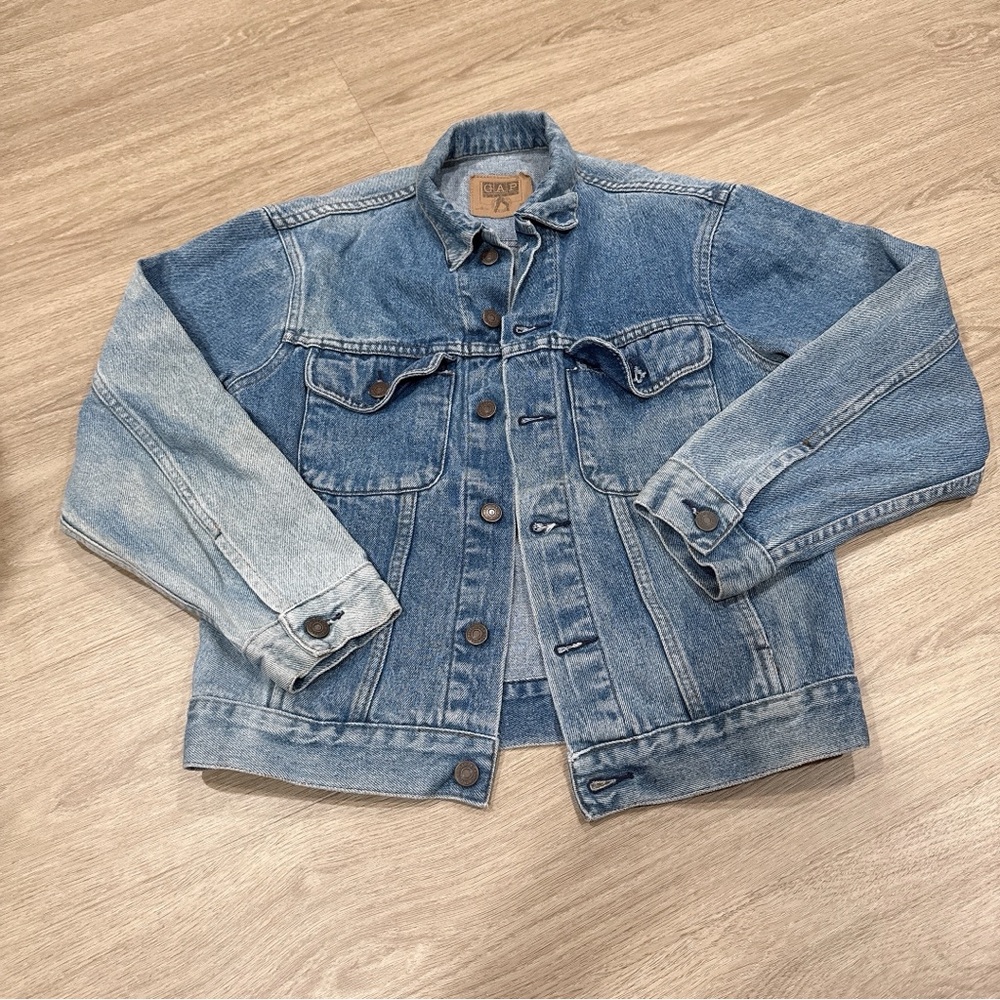 GAP Light Blue Denim Jacket with Tan Patch